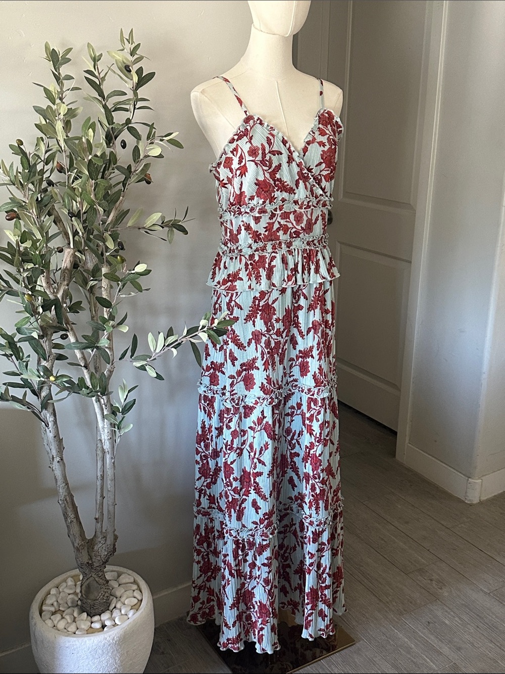 Chelsea28 Ruffle Plissé Maxi Sundress New! - Picture 10 of 13